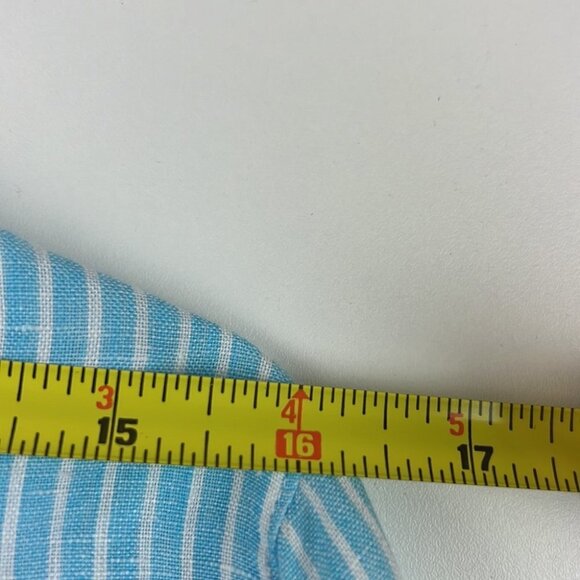 J. Jill Petite Love Linen Blue White  Oversized Pinstripe - Picture 7 of 10